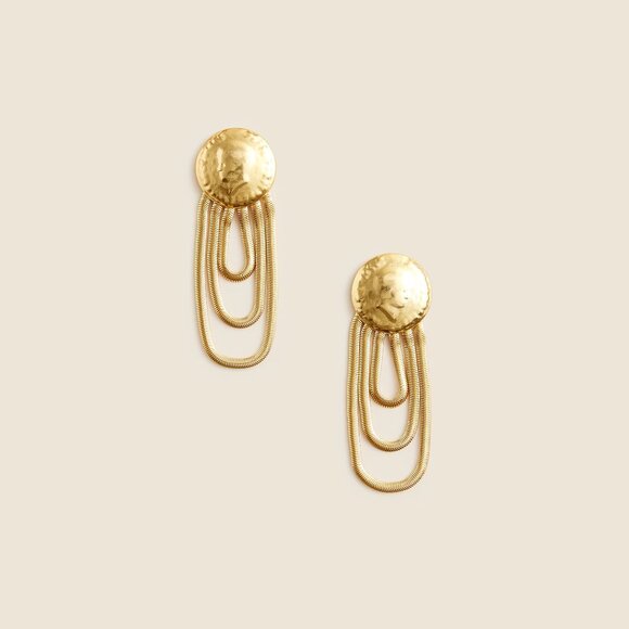 J. Crew Gold Coin Chain Drop Earrings/NWT - Picture 2 of 10